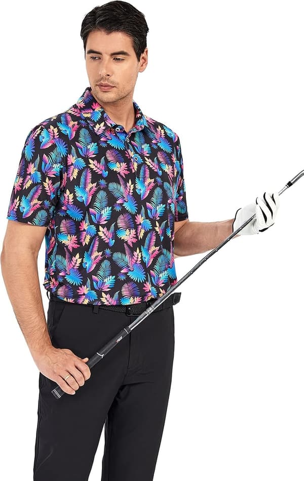 Men's Moisture-Wicking Stretch Golf Polo Shirt