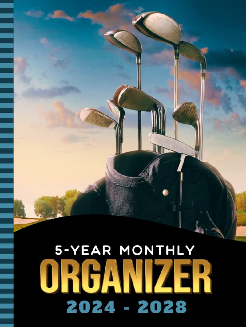 Hardcover 5-Year Monthly Organizer (2024-2028) - Golf Art Cover