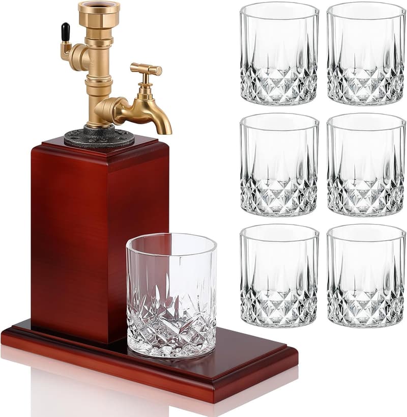 Whiskey Dispenser Set with 6 Glasses - Perfect for Birthdays