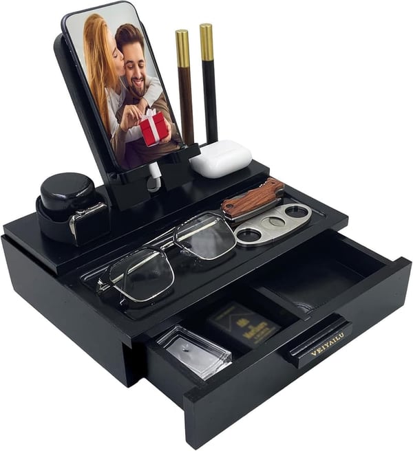 Christmas Men's Nightstand Organizer with 2 Gift Pens