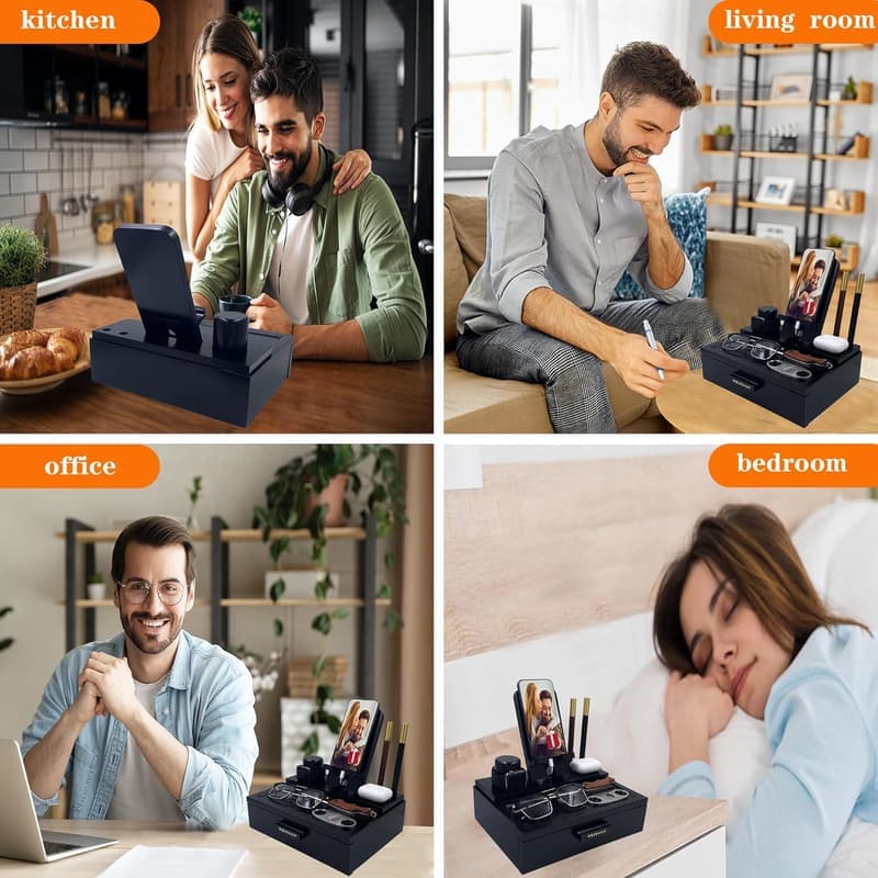 Christmas Men's Nightstand Organizer with 2 Gift Pens