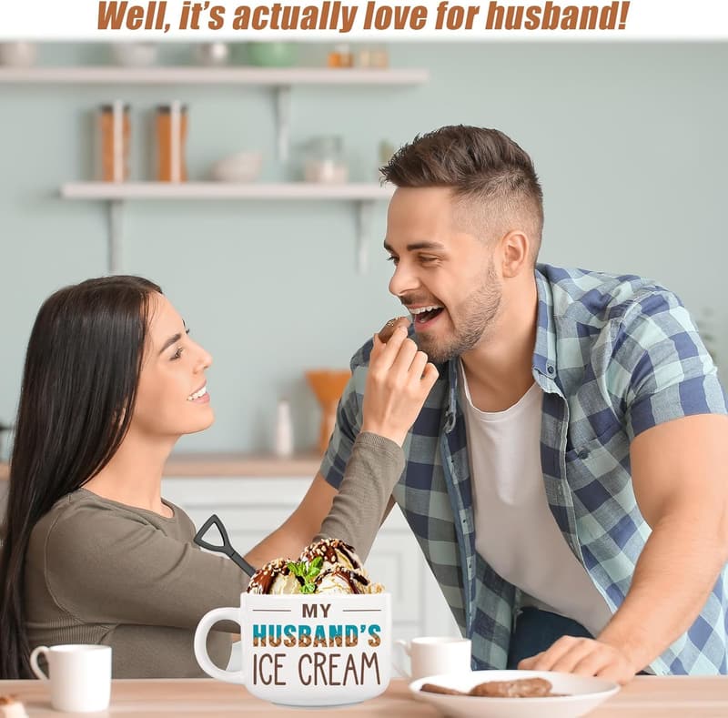 Romantic Anniversary Novelty Ice Cream Bowl Set for Husband