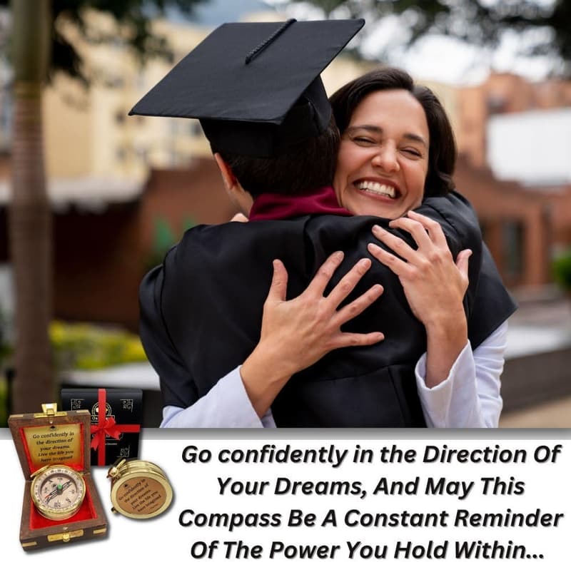 2025 Graduation Compass Gift Set for Him - Inspirational Wooden Box