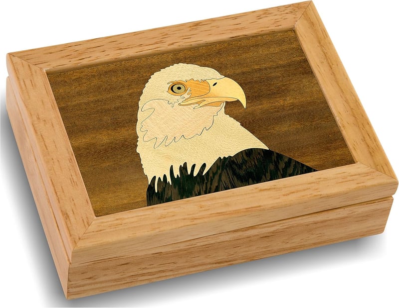Handmade Eagle Wooden Jewelry Box - Unique Scout Gift