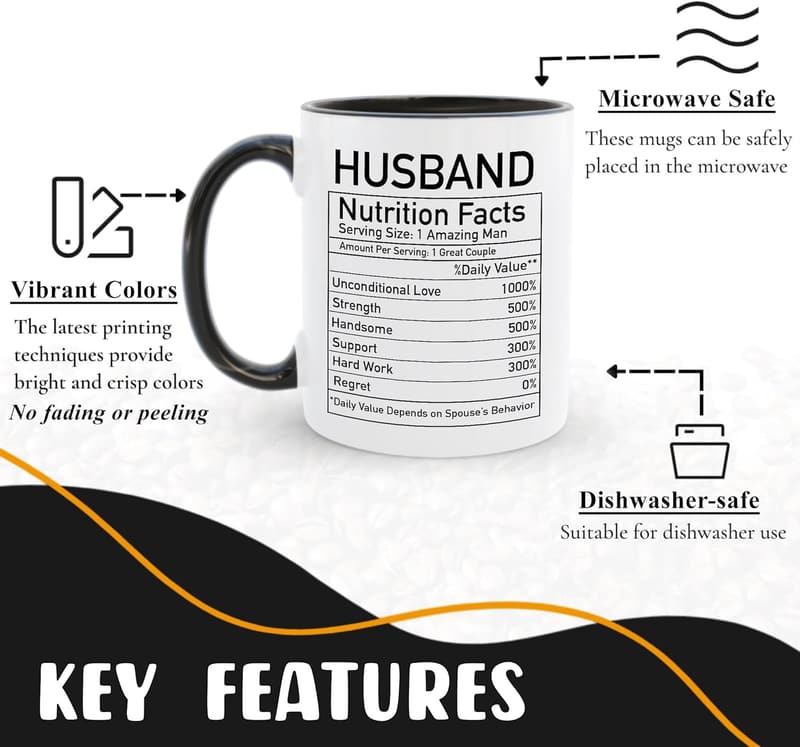 Birthday Gift: Husband Coffee Mug with Nutrition Facts, 11 Oz