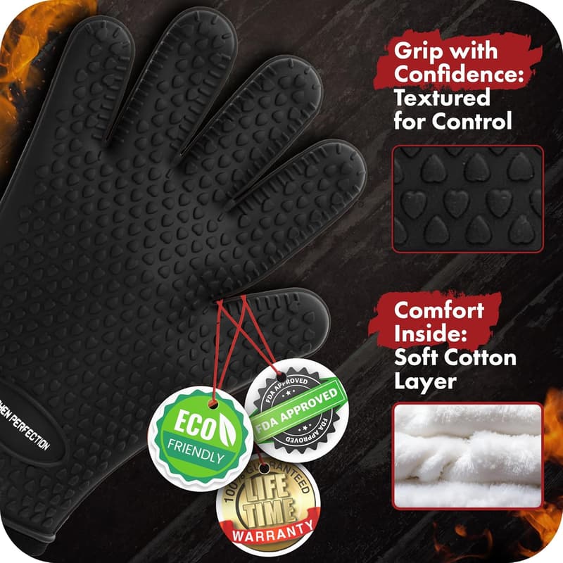 Extreme Heat Resistant Silicone BBQ Gloves Set