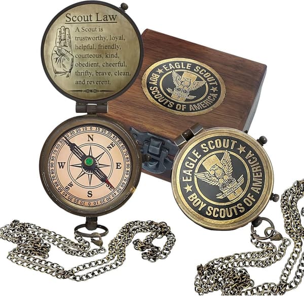 Eagle Scout Compass in Wooden Case - Graduation Gift