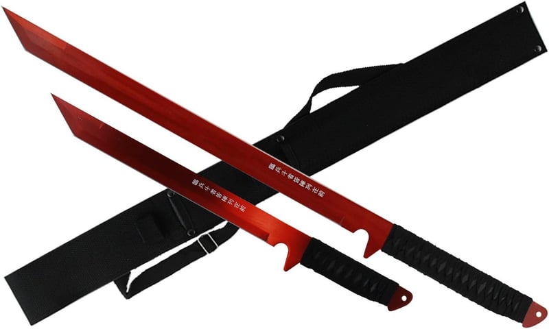 Tactical Survival Machete Set for Camping & Hunting (Red)