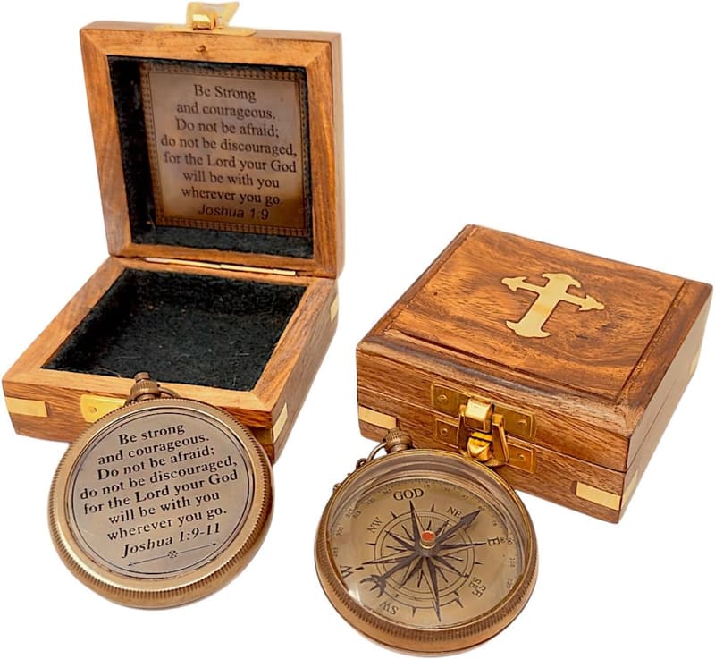 Inspirational Engraved Compass - Graduation and Religious Gift