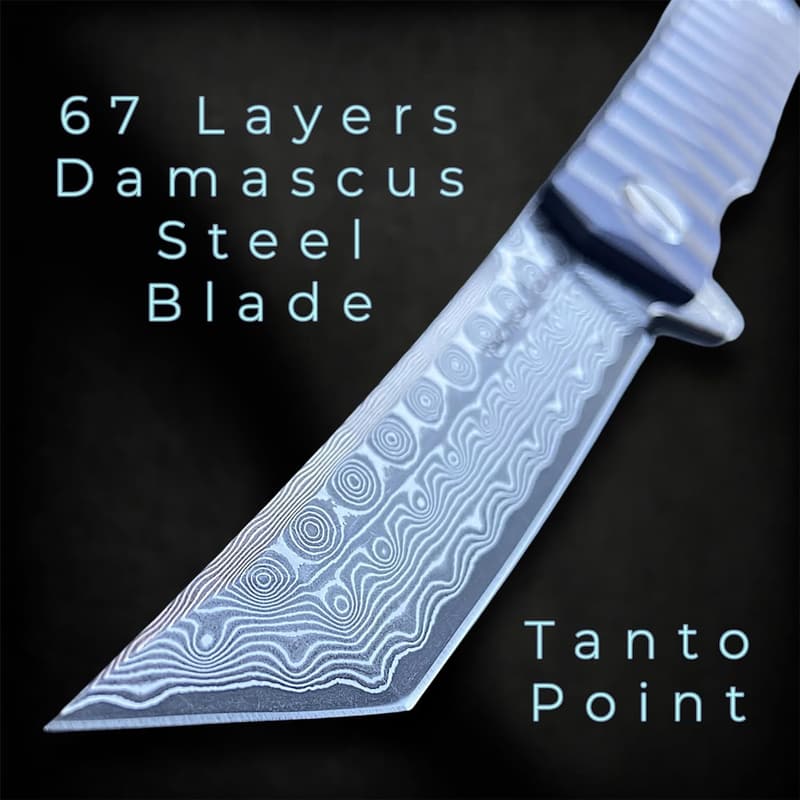 Damascus Steel EDC Folding Knife with Titanium Handle