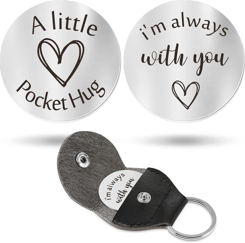 Long Distance Relationship Pocket Hug Token Keychain