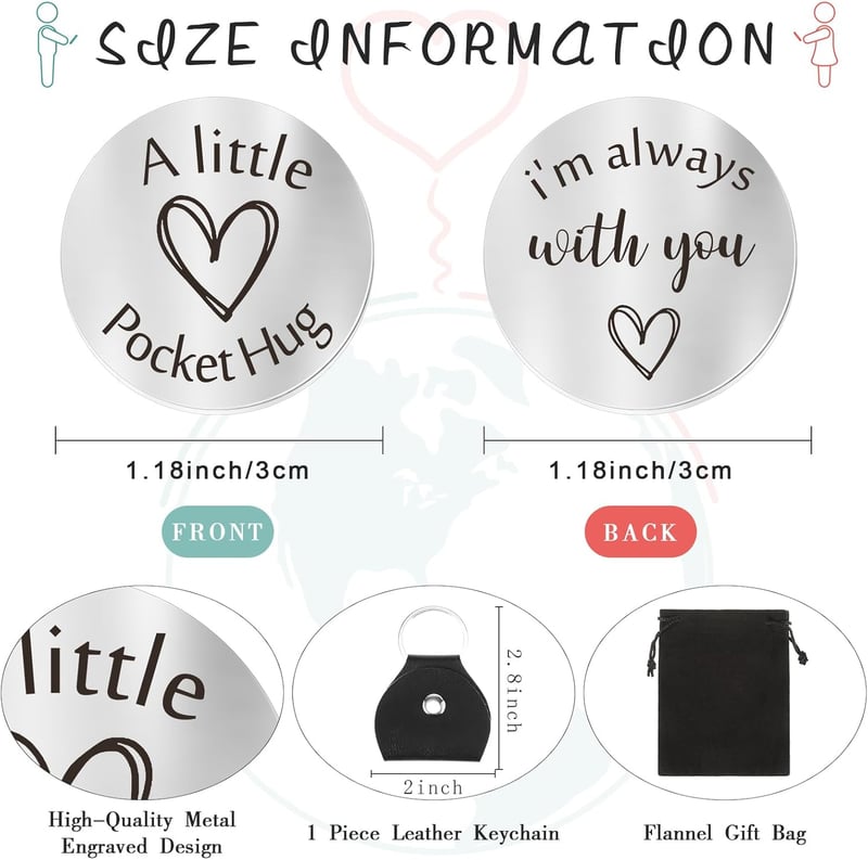 Long Distance Relationship Pocket Hug Token Keychain