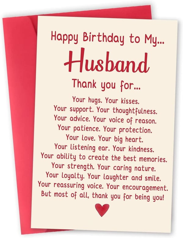 Husband's Birthday Card - Unique Gift from Wife