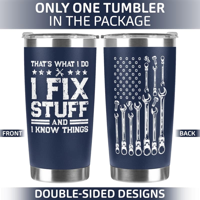 Navy Tumbler 20oz - Unique Birthday Gift for Dad