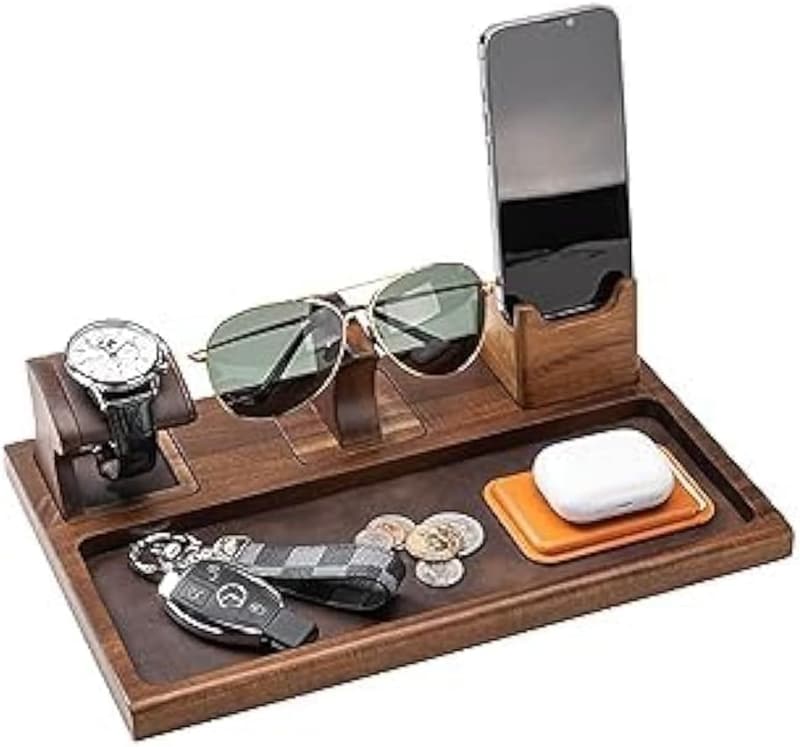 Custom Engraved Nightstand Organizer with Removable Tray