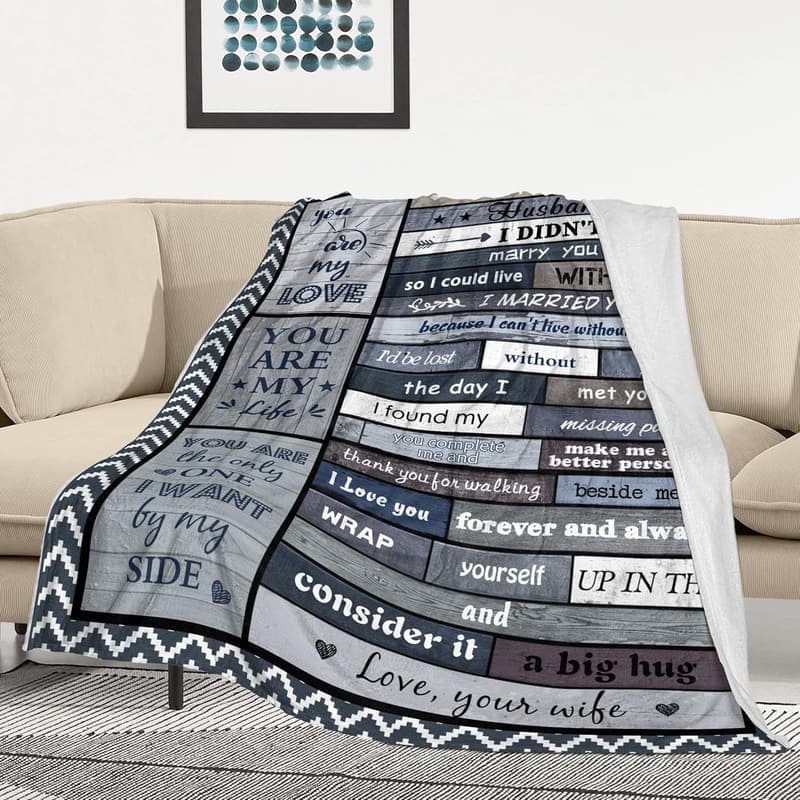 Anniversary Gift: I Love You My Man Throw Blanket 60