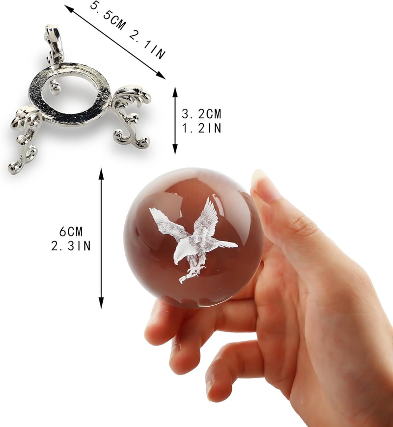 3D Laser Etched Bald Eagle Crystal Ball Paperweight