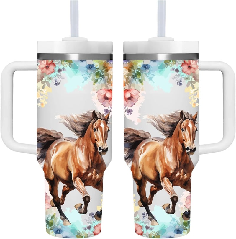 Personalized 40 oz Horse Tumbler - Unique Gift for Horse Lovers