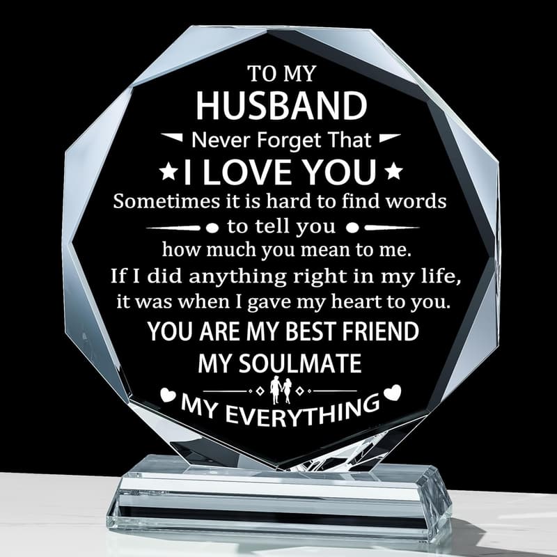 Husband's Crystal Keepsake - Perfect Anniversary & Birthday Gift