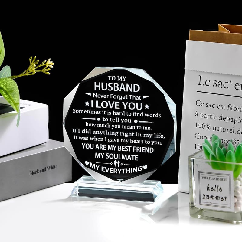 Husband's Crystal Keepsake - Perfect Anniversary & Birthday Gift