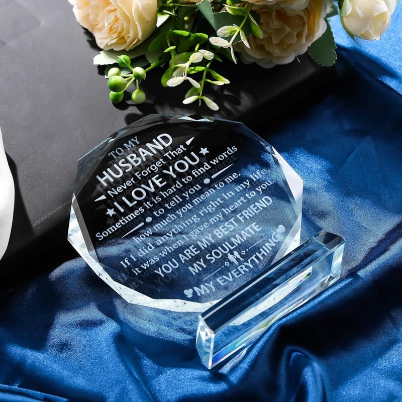 Husband's Crystal Keepsake - Perfect Anniversary & Birthday Gift