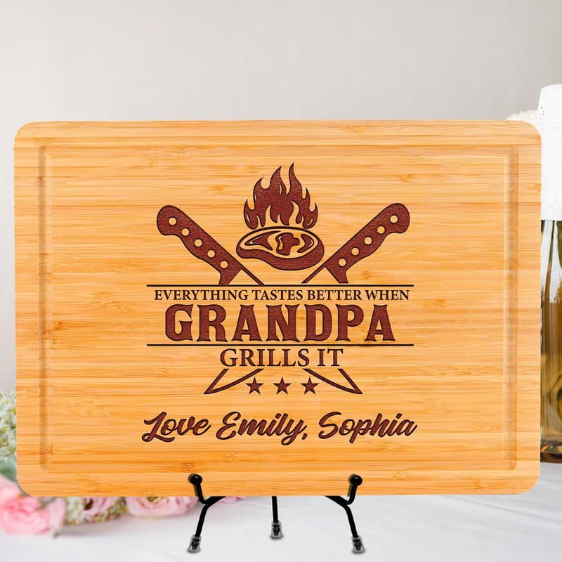 Personalized Grill Master's Wood Cutting Board for Men