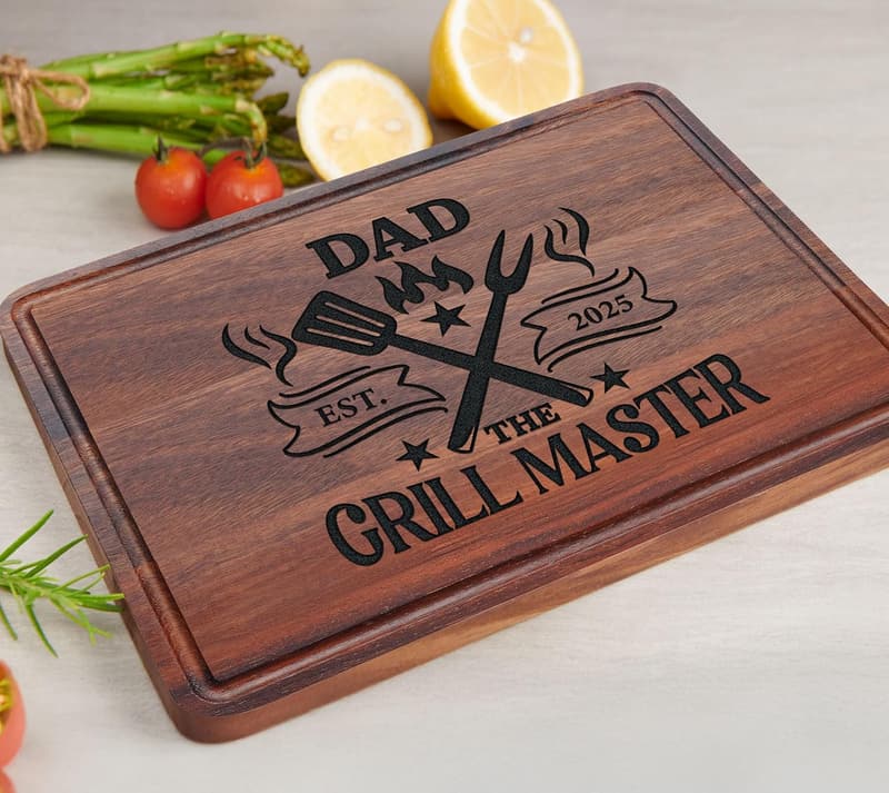 Personalized Grill Master's Wood Cutting Board for Men