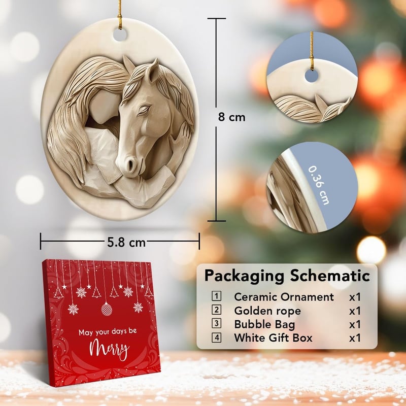 Horse Ornament for Christmas Tree Decor | 2024 Gift for Horse Lovers