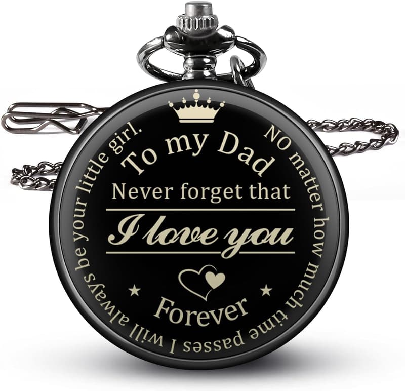 Personalized Pocket Watch with Chain for Father's Day