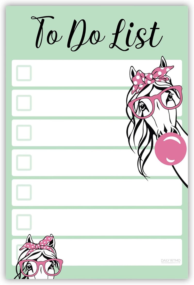Funny Horse To-Do List Notepad for Equestrian Lovers - 50 Pages