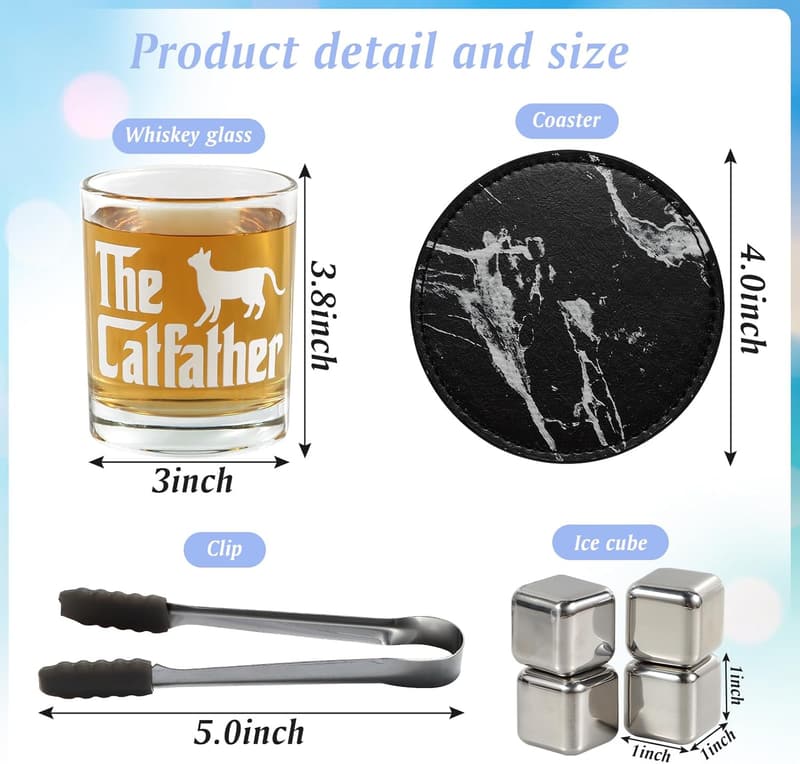 Cat Dad Gift Set - Whiskey, Socks, Keychain, Candle & More