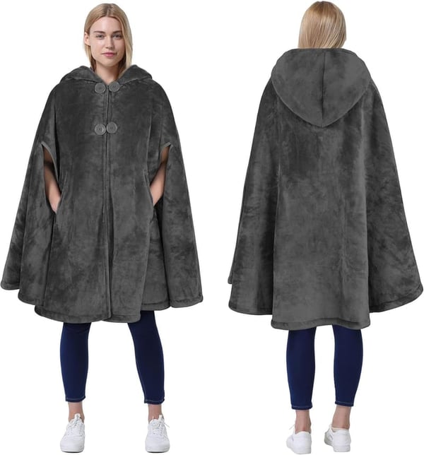 Women's Oversized Sherpa Fleece Poncho Cape, Cozy Gift