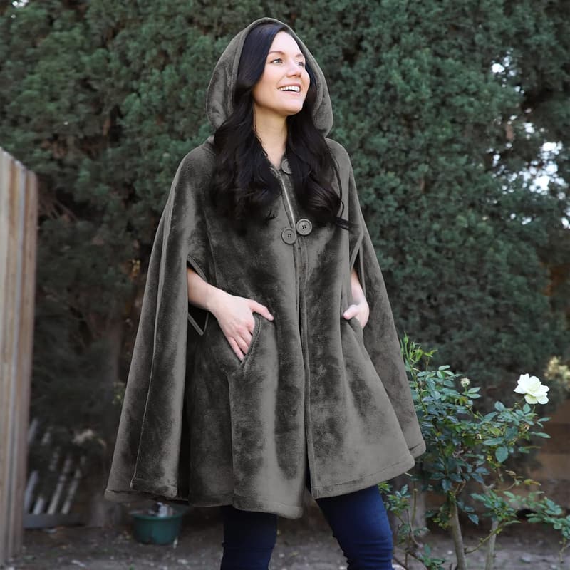 Women's Oversized Sherpa Fleece Poncho Cape, Cozy Gift