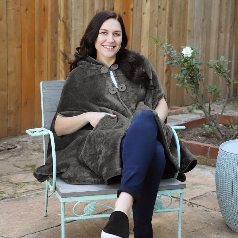 Women's Oversized Sherpa Fleece Poncho Cape, Cozy Gift