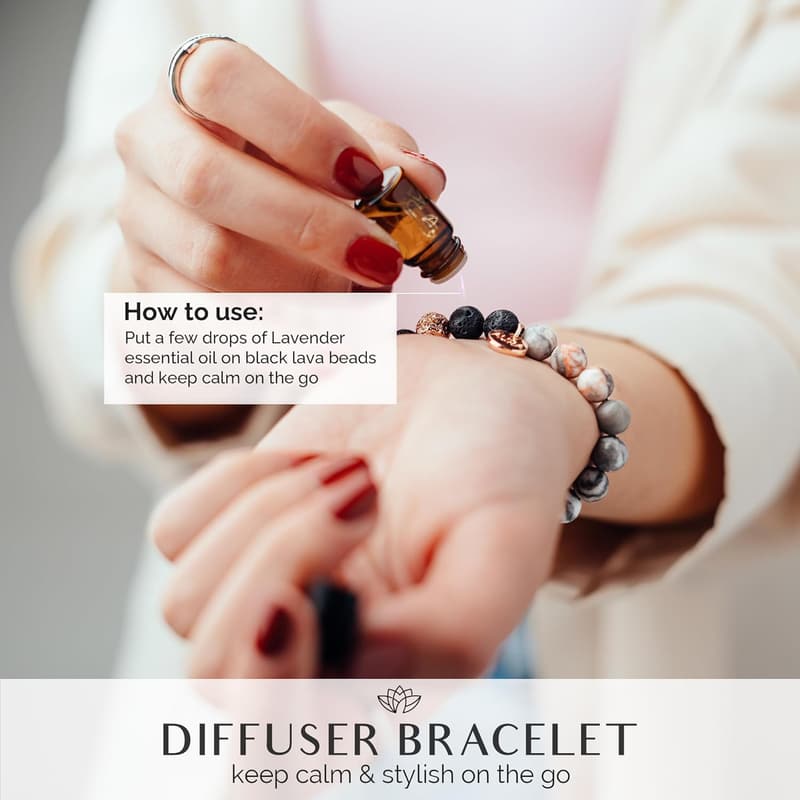Lavender Essential Oil Lava Rock Diffuser Bracelet for Women