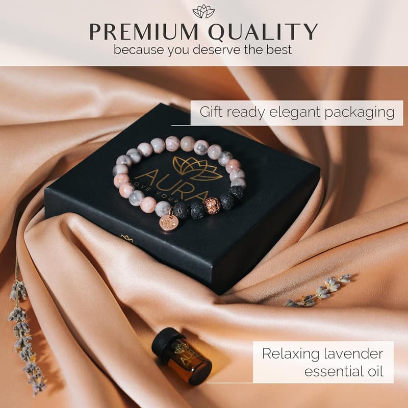 Lavender Essential Oil Lava Rock Diffuser Bracelet for Women