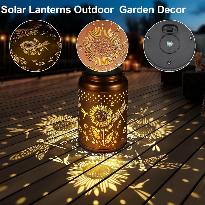 Sunflower LED Solar Lantern - Outdoor Garden Decor Gift for Mom