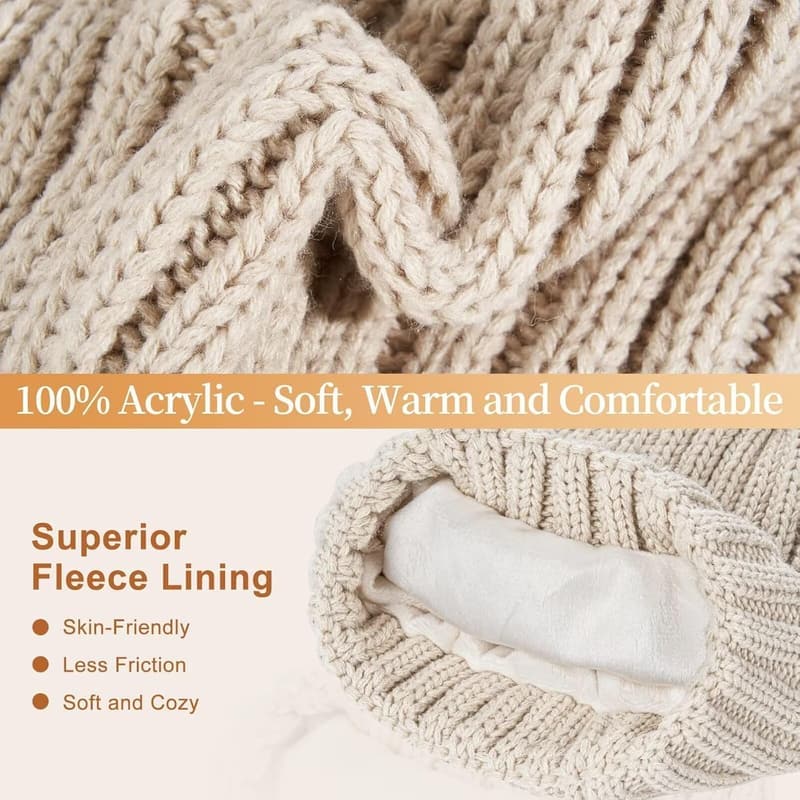 Winter Beanie, Scarf & Gloves Set for Women with Pom Pom