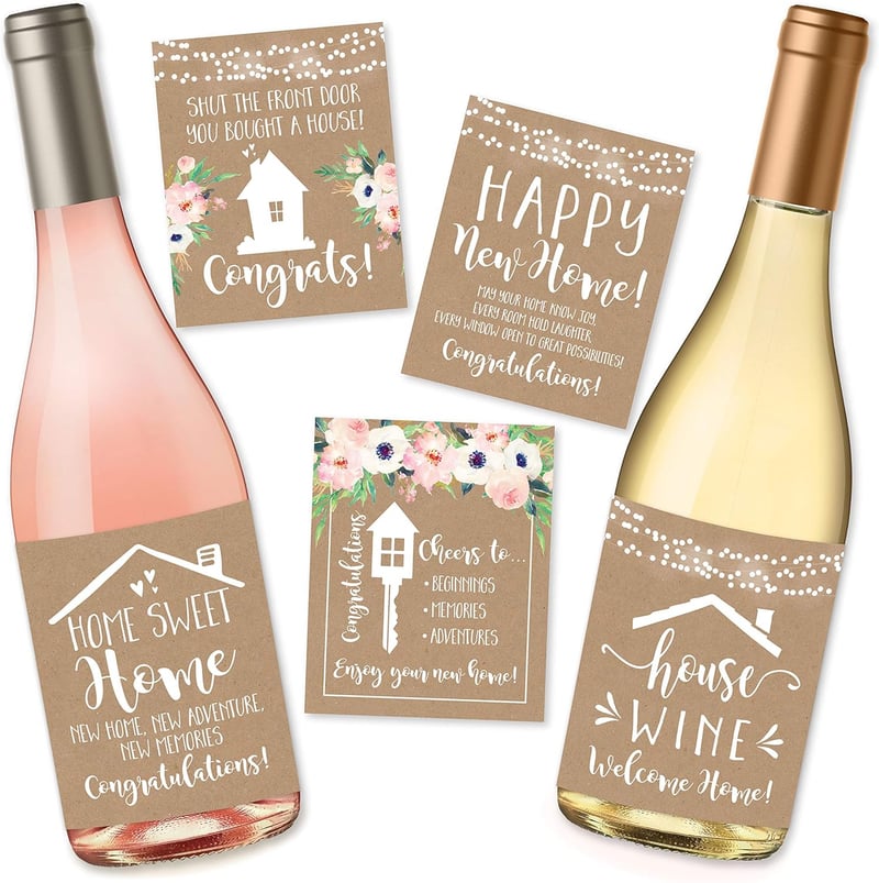 Housewarming Gift Set: Rustic Stickers & Wine Labels