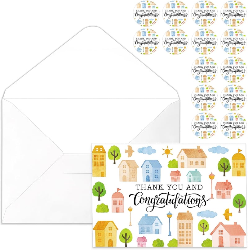 New Home Congratulations Card Set for Clients - 25 Pack