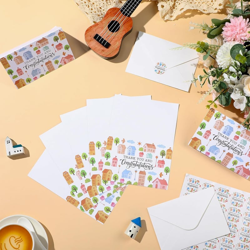New Home Congratulations Card Set for Clients - 25 Pack
