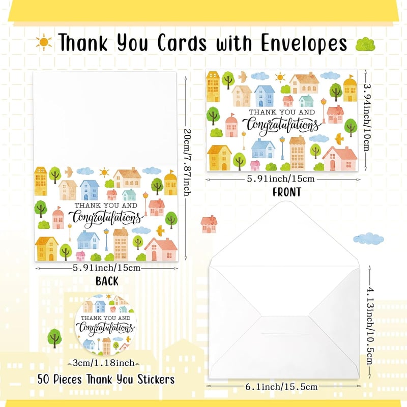 New Home Congratulations Card Set for Clients - 25 Pack