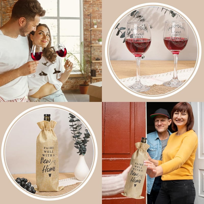 Housewarming Gift Set: Serving Board & Wine Glasses for Couples