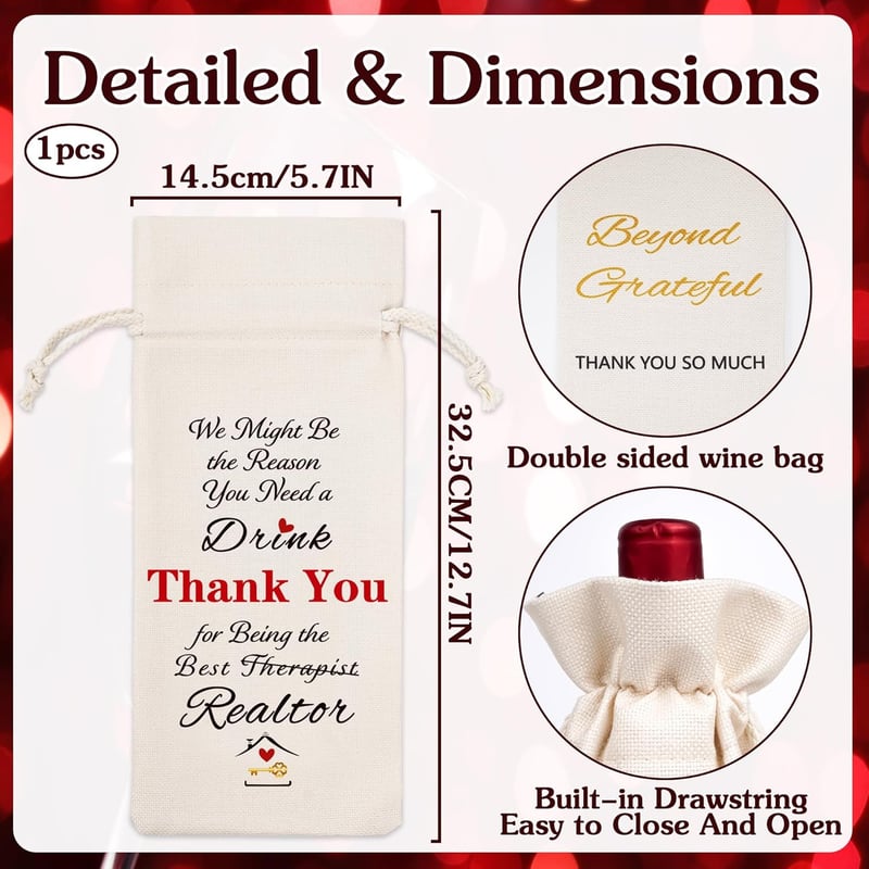 Housewarming Gift: Burlap Wine Bottle Bags for Realtors