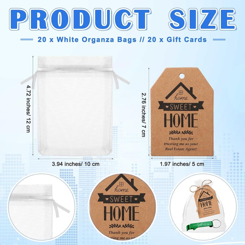 New Home Keychain Set with Bottle Openers & Thank You Cards