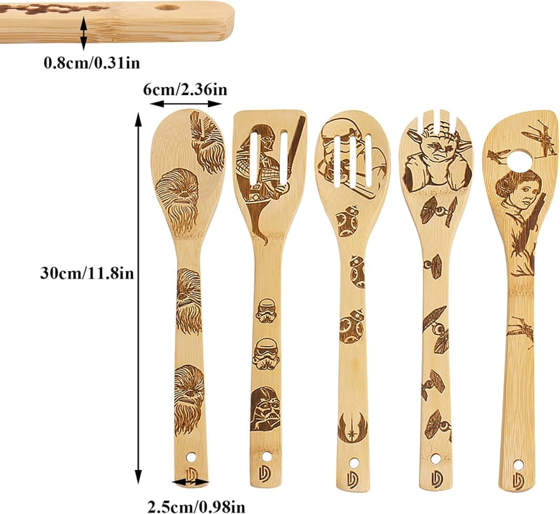 Star Wars Kitchen Utensil Set - 5 PCS Wooden Spoons & Spatula