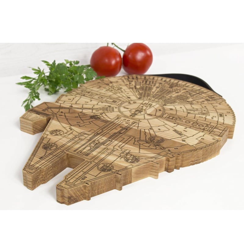 Engraved Millennium Falcon Wooden Cutting Board - Valentine's Gift