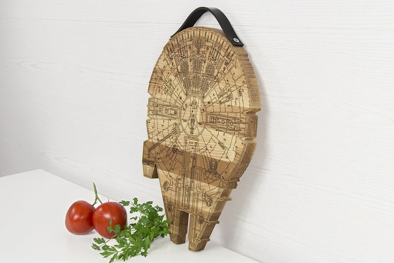 Engraved Millennium Falcon Wooden Cutting Board - Valentine's Gift