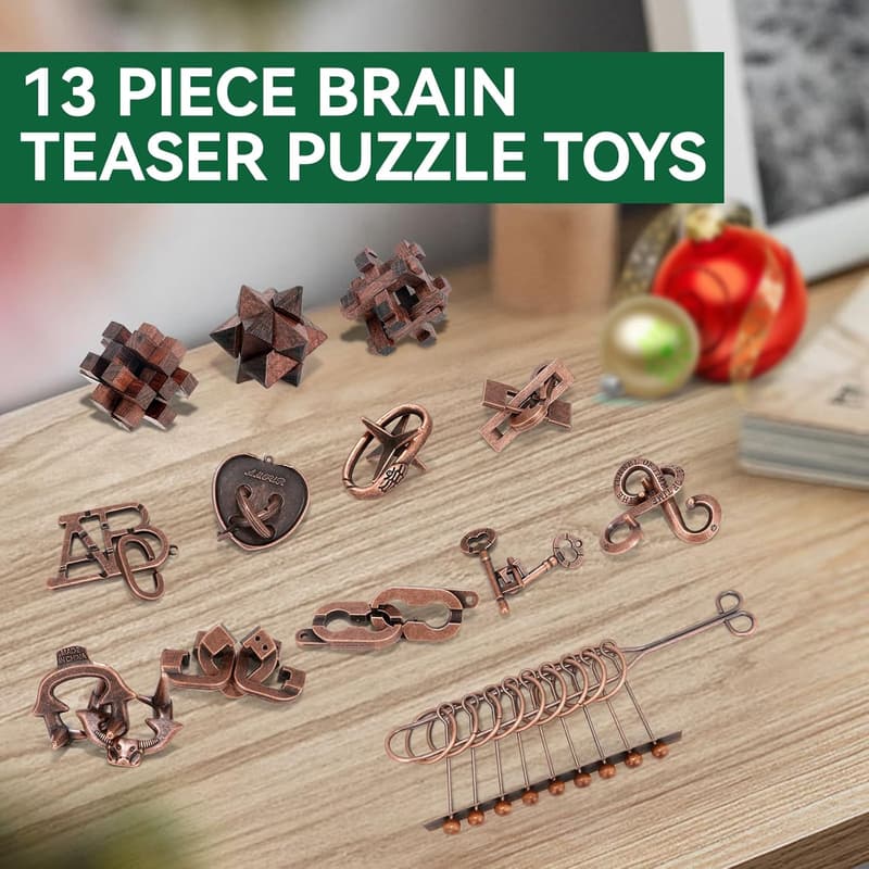 13 Pcs 3D Brain Teaser Puzzles for Adults & Teens