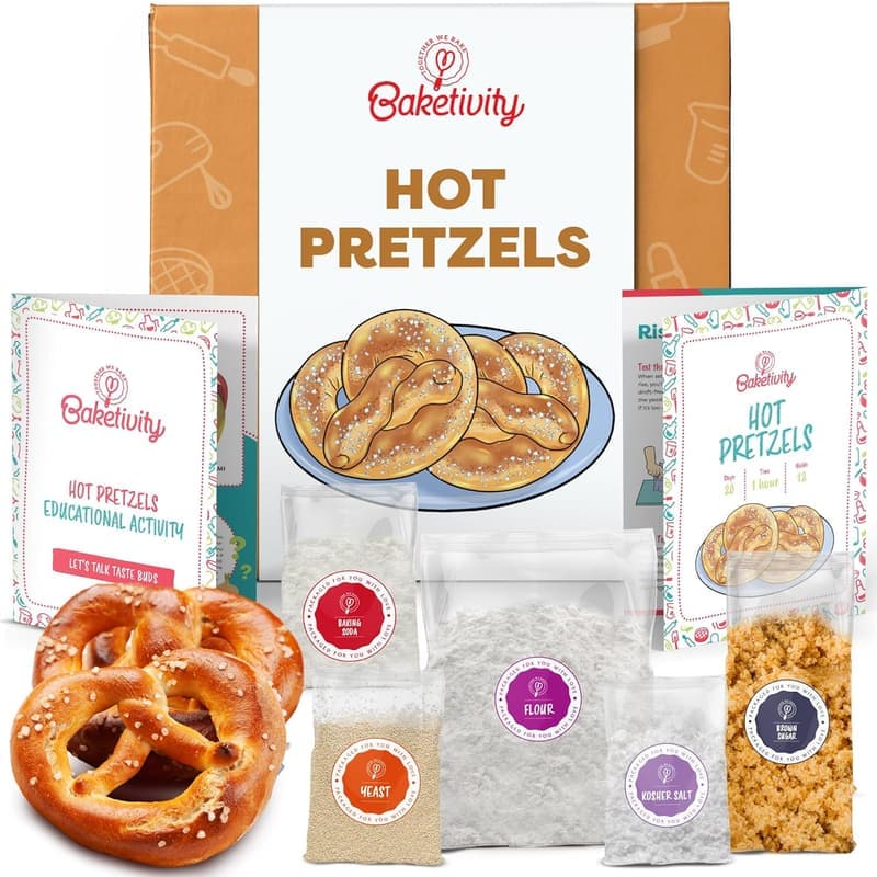 Kids Pretzel Making Kit - Cooking Set with Recipe & Ingredients